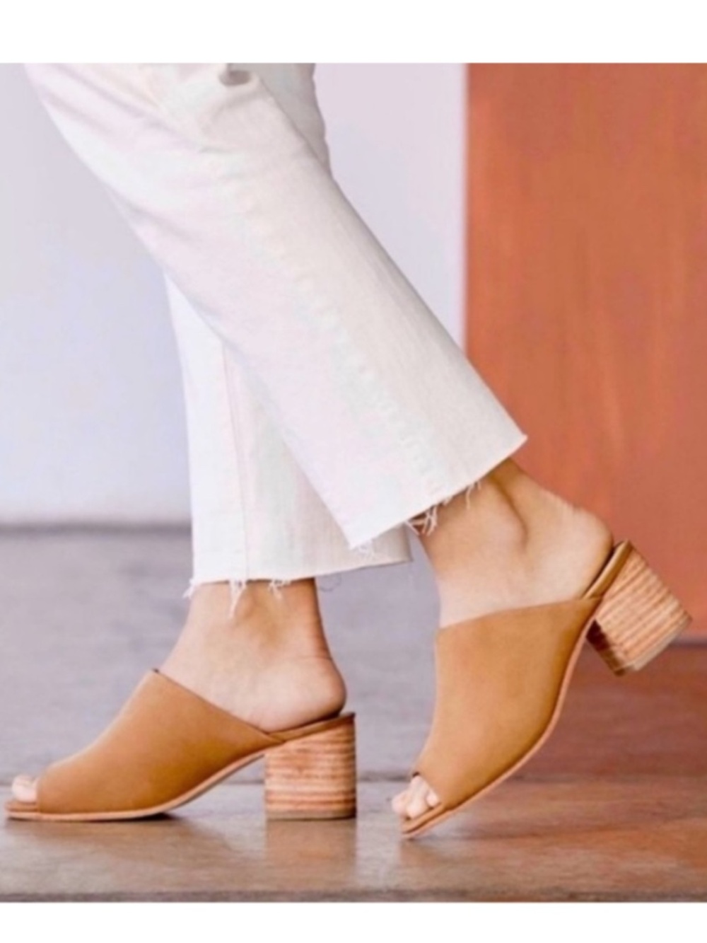 Nisolo Paloma Open Toe Mule, Tan Suede, Women’s Size 6, New
